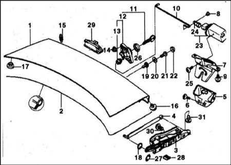 13.14 Снятие и установка крышки багажника БМВ 5 (E39)