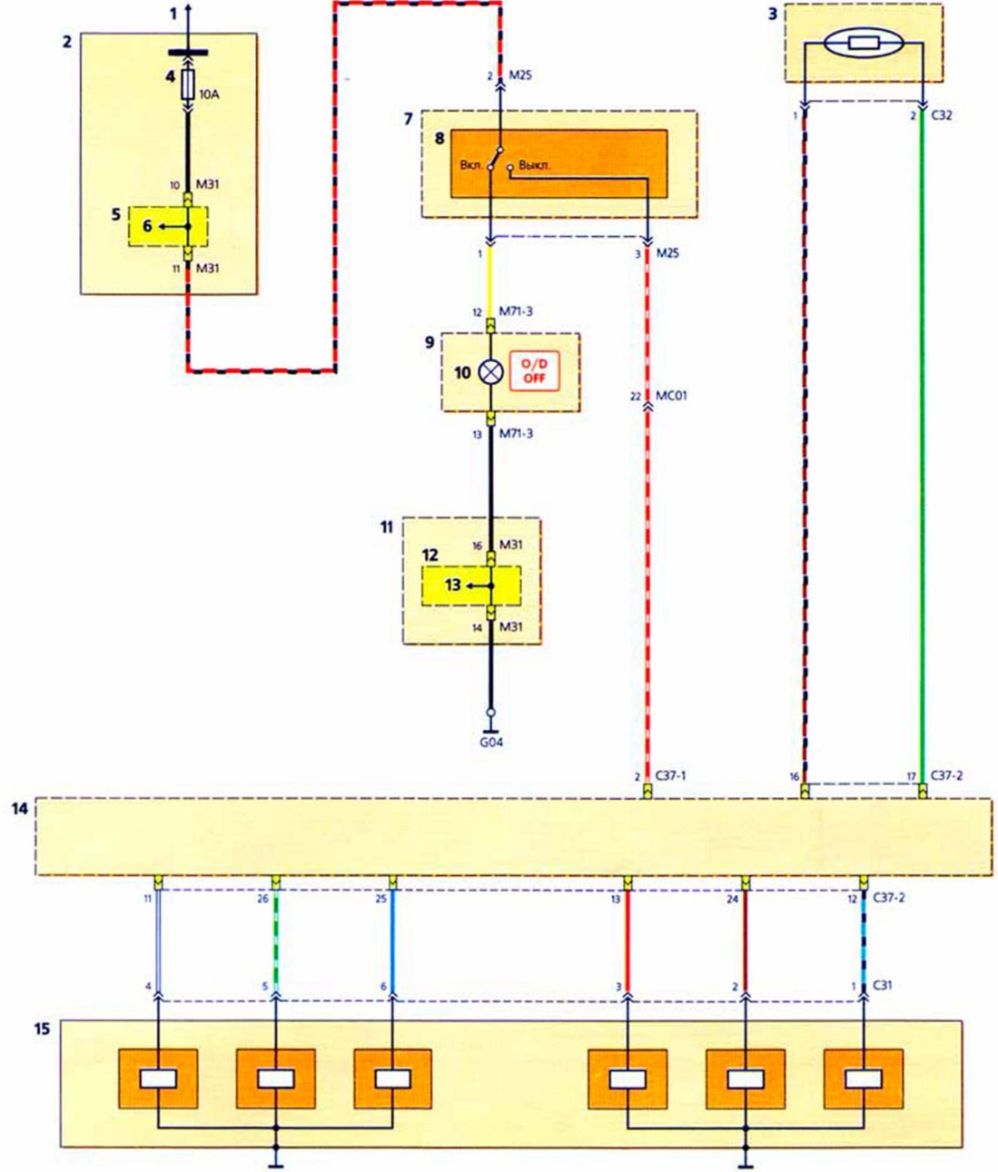 Схема системы управления автоматической коробкой передач. Часть 2 - Хендай Акцент Тагаз (Hyundai Accent)