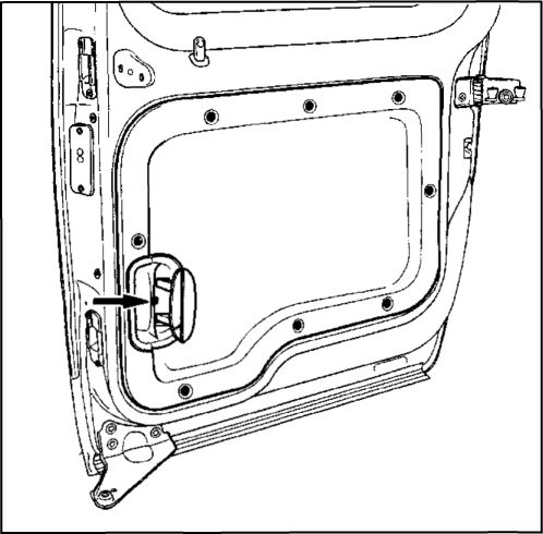 7. Внутренняя ручка привода замка сдвижной двери Рено Кангу 1997-2007