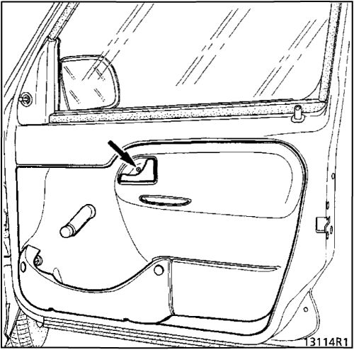 2. Внутрення ручка привода замка передней двери Рено Кангу 1997-2007