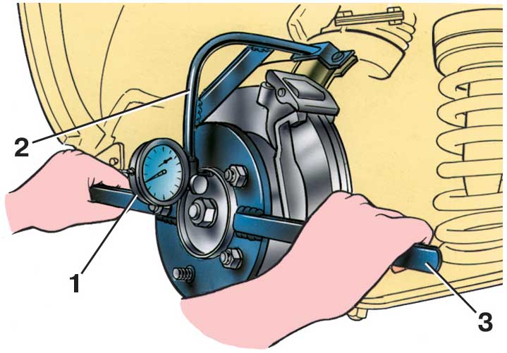 Проверки и регулировка зазора в подшипниках ступицы переднего колеса