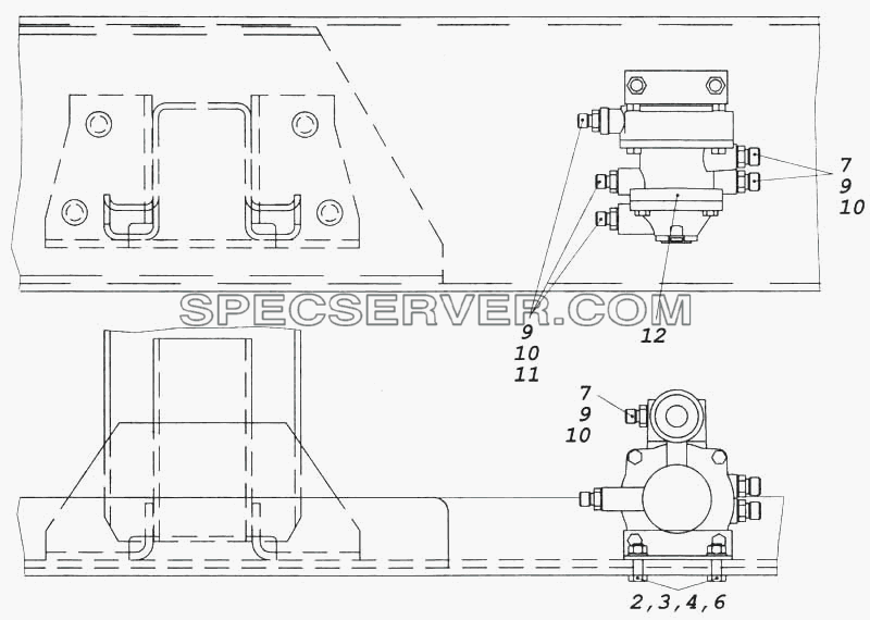 Установка клапана управления тормозами прицепа для КамАЗ-5360 (список запасных частей)