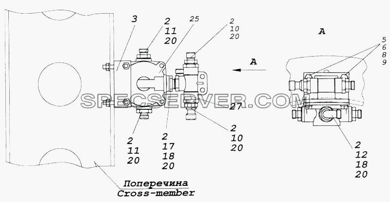 Установка ускорительного клапана для КамАЗ-5360 (список запасных частей)