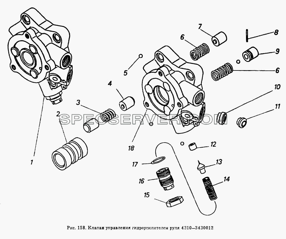 Клапан управления гидроусилителем руля для КамАЗ-5511 (список запасных частей)