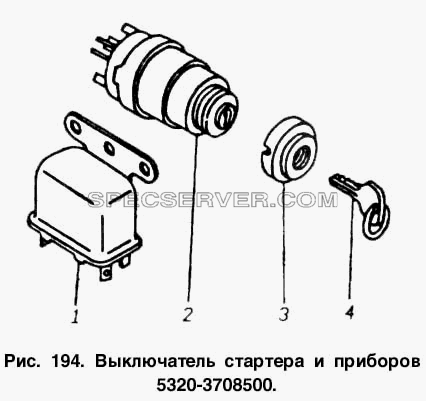 Выключатель стартера и приборов для КамАЗ-5511 (список запасных частей)