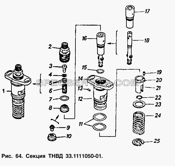 Секция ТНВД для КамАЗ-5511 (список запасных частей)