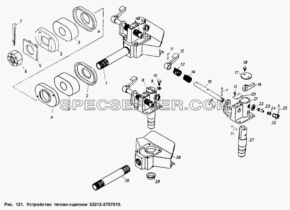 Устройство тягово-сцепное для КамАЗ-5511 (список запасных частей)