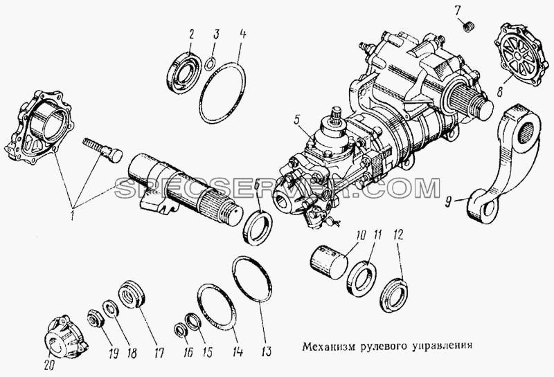 Механизм рулевого управления для КамАЗ-5315 (список запасных частей)