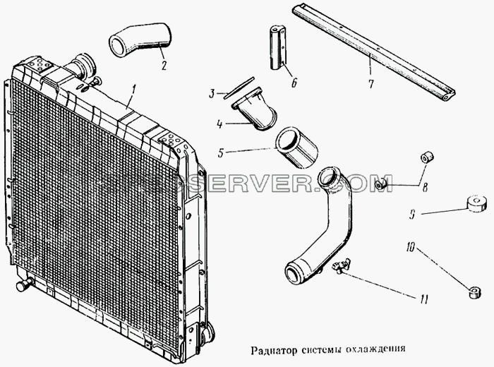 Радиатор системы охлаждения для КамАЗ-5315 (список запасных частей)