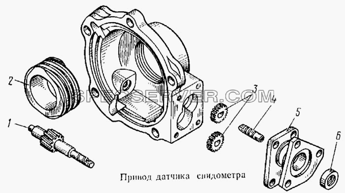 Привод датчика спидометра для КамАЗ-5315 (список запасных частей)