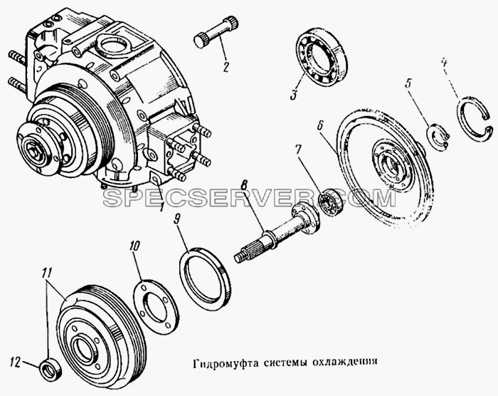 Гидромуфта системы охлаждения для КамАЗ-5315 (список запасных частей)