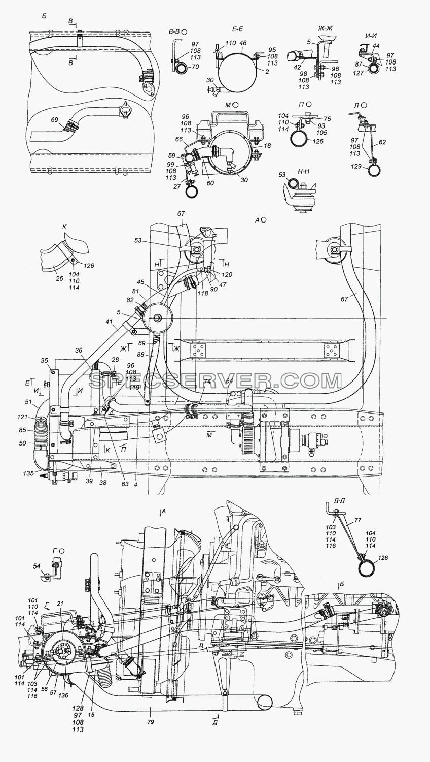 5350-1015001 Установка предпускового подогревателя ПЖД-30 для КамАЗ-6450 8х8 (список запасных частей)