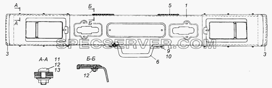 Буфер передний с клыками в сборе для КамАЗ-6540 (список запасных частей)