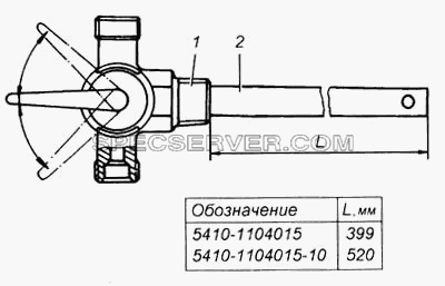 Трубка приемная с краном в сборе для КамАЗ-6540 (список запасных частей)