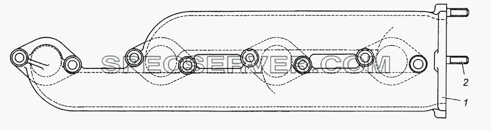 7403.1008021 Коллектор выпускной левый в сборе для КамАЗ-43261 (Евро-1, 2) (список запасных частей)