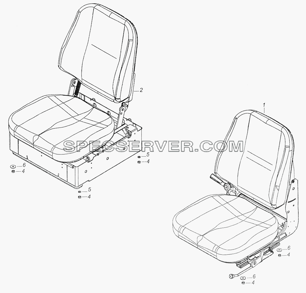 53205-5000120 Установка сидений для КамАЗ-43261 (Евро-1, 2) (список запасных частей)