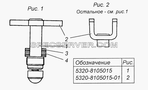 5320-8105015 Пробка крана в сборе для КамАЗ-5350 (6х6) (список запасных частей)