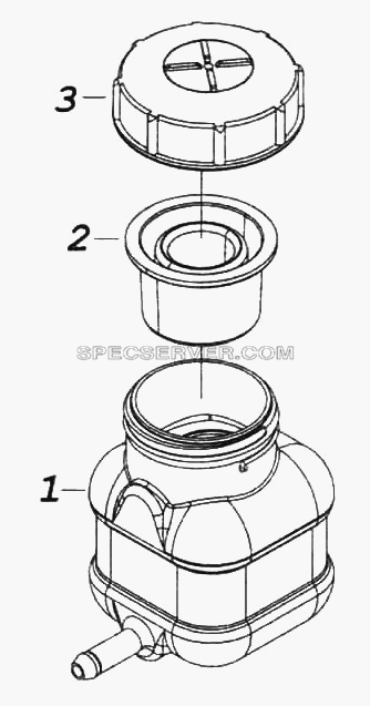 Бачок главного цилиндра привода сцепления для КамАЗ-6522 (список запасных частей)