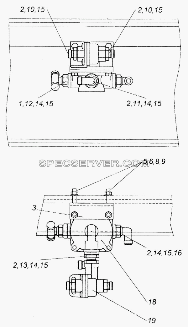 Установка ускорительного клапана для КамАЗ-6520 (список запасных частей)