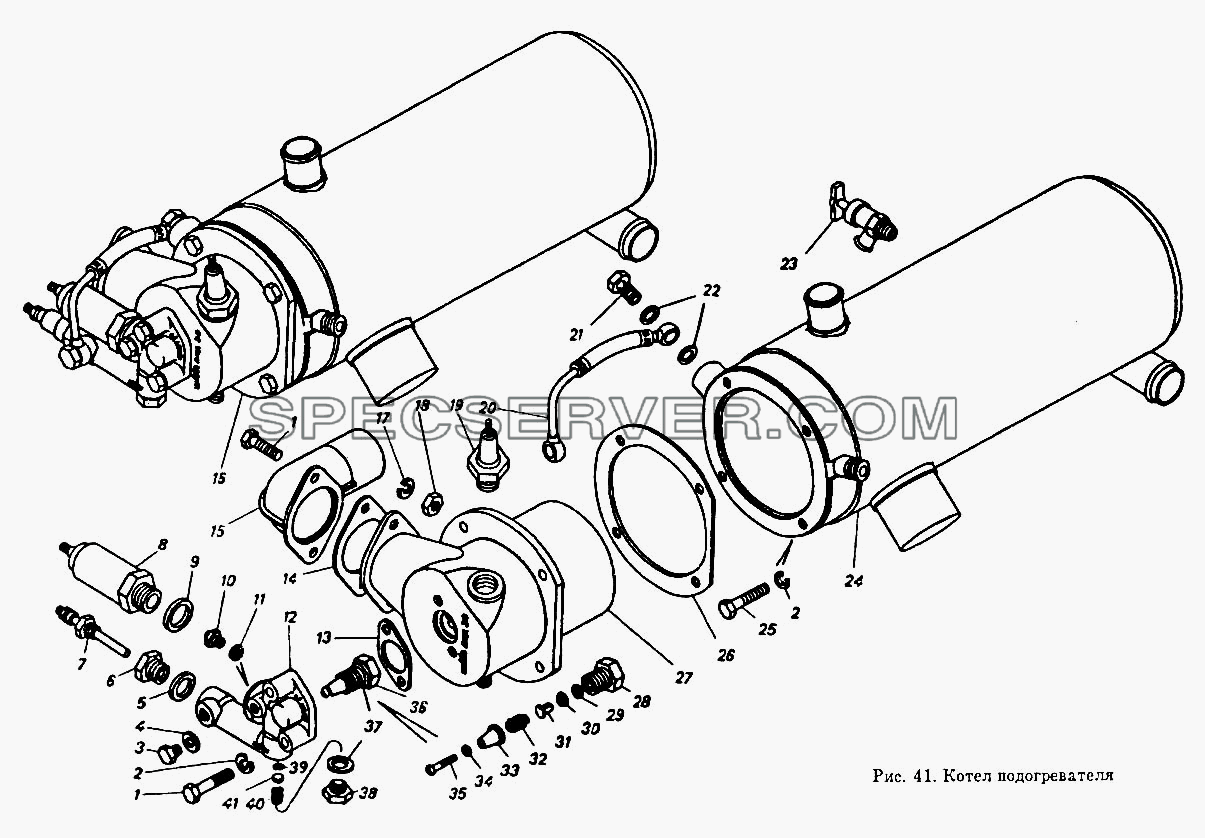 Котел подогревателя для КамАЗ-53212 (список запасных частей)