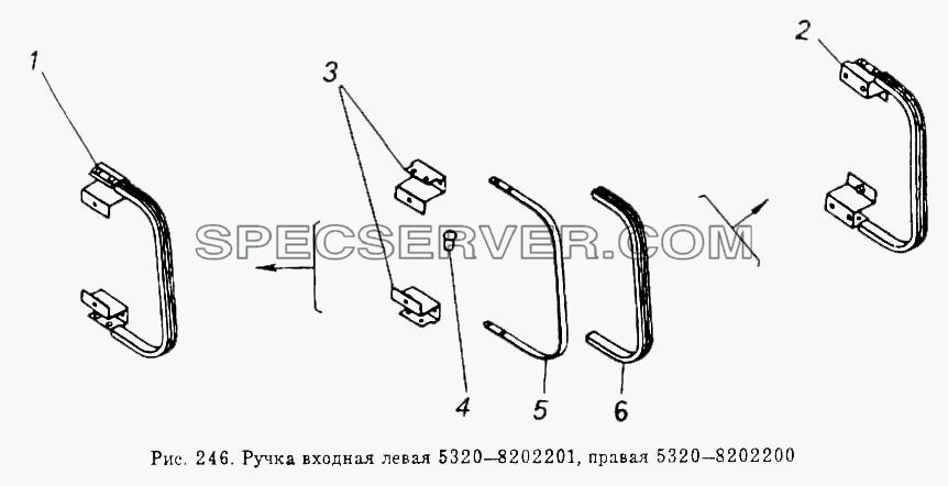 Ручка входная левая и правая для КамАЗ-53212 (список запасных частей)