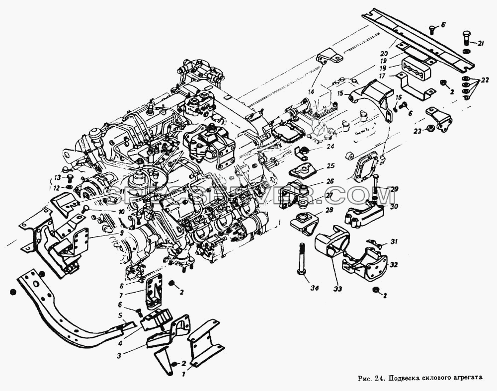 Подвеска силового агрегата для КамАЗ-53212 (список запасных частей)