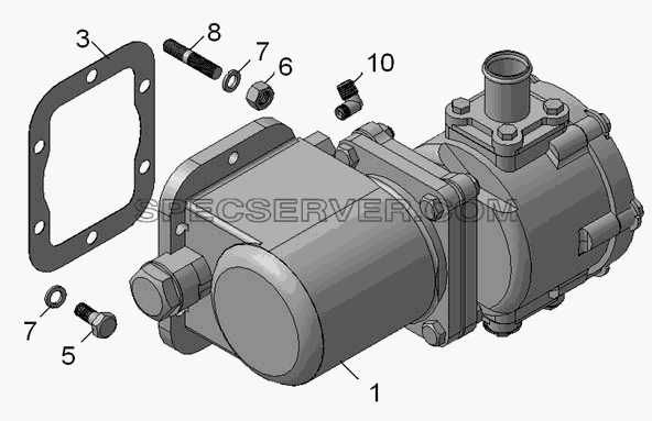 5511-4202001-20 Установка коробки отбора мощности с насосом для КамАЗ-45142 (список запасных частей)