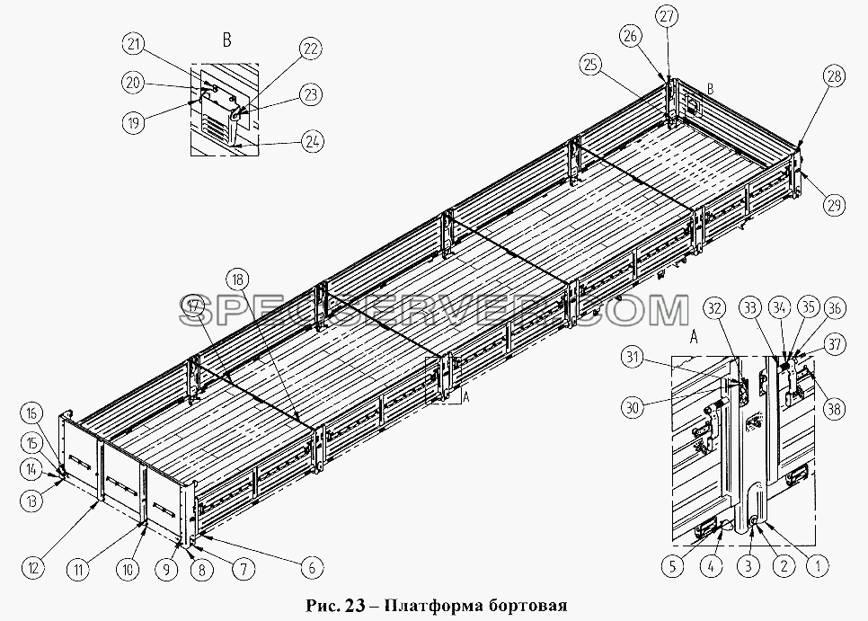 Платформа бортовая для СЗАПА-93271 (2005) (список запасных частей)