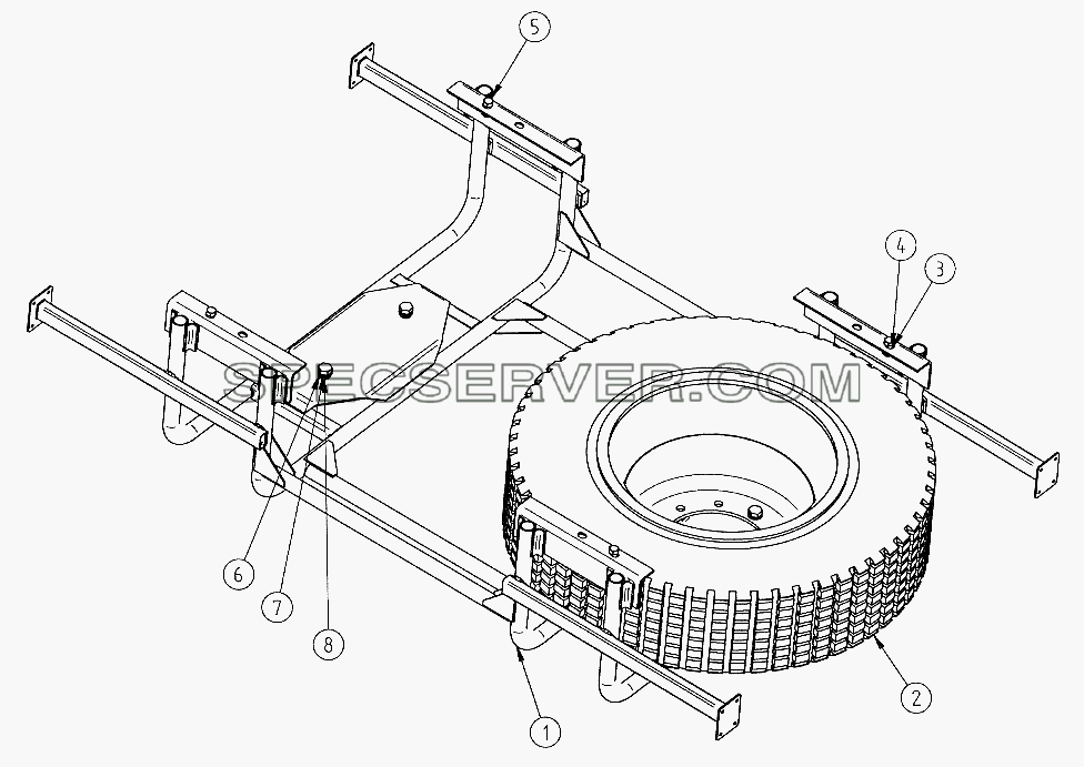 Корзина крепления запасного колеса для СЗАПА-93271 (2005) (список запасных частей)