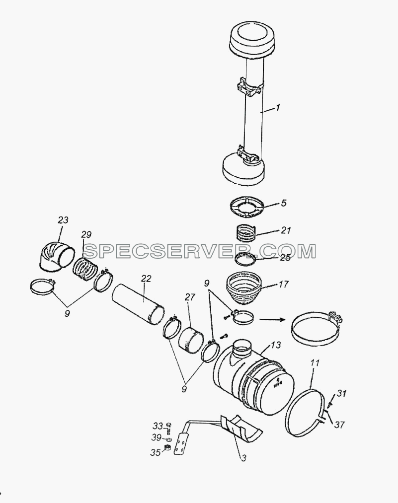 Воздухозаборник для КамАЗ-65116 (список запасных частей)