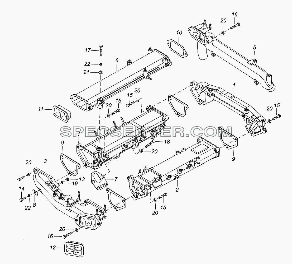Установка системы впуска для КамАЗ-65116 (список запасных частей)