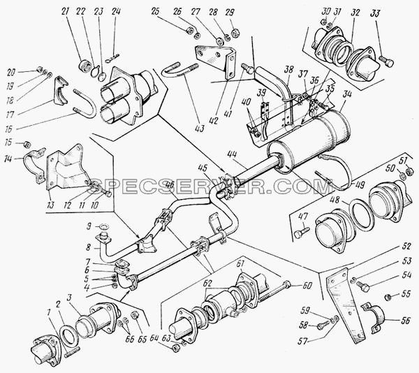 Глушитель выхлопа для КамАЗ-43101 (список запасных частей)
