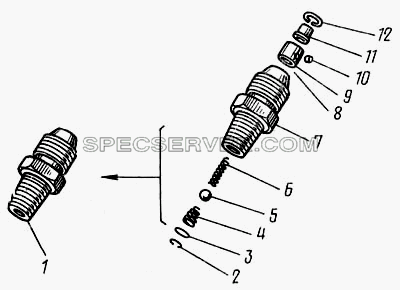 Клапан запорный 4310-5003160 для КамАЗ-43101 (список запасных частей)