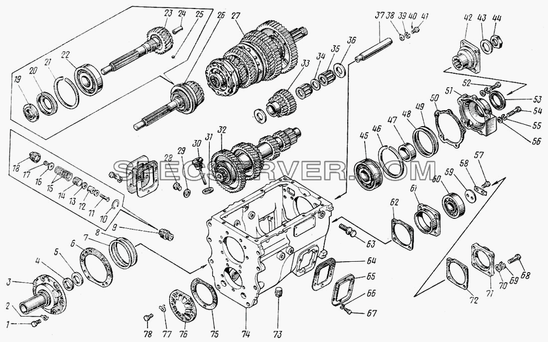 Коробка передач для КамАЗ-43101 (список запасных частей)