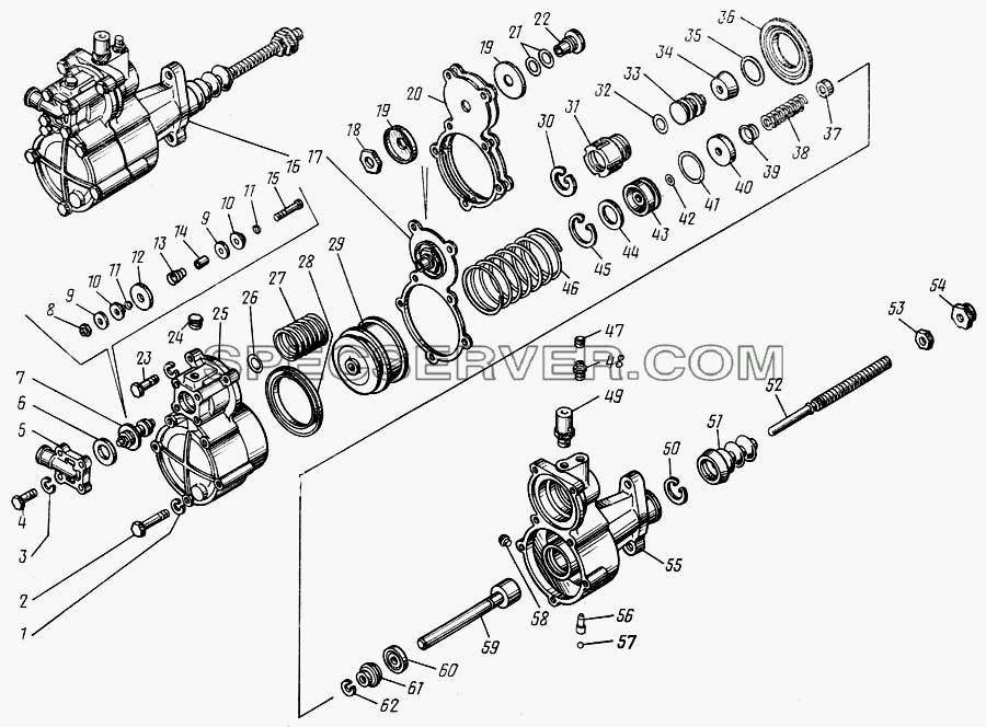 Усилитель привода управления сцеплением (ПГУ) для КамАЗ-43101 (список запасных частей)