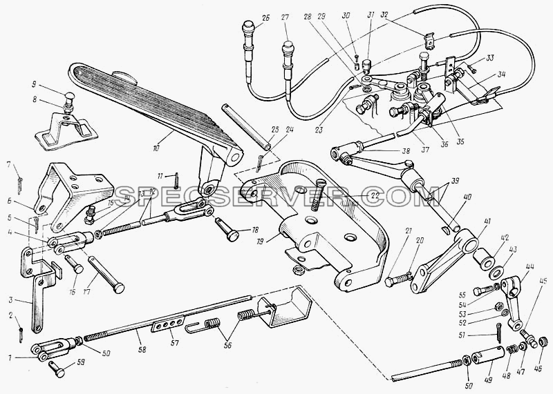 Акселератор для КамАЗ-43101 (список запасных частей)