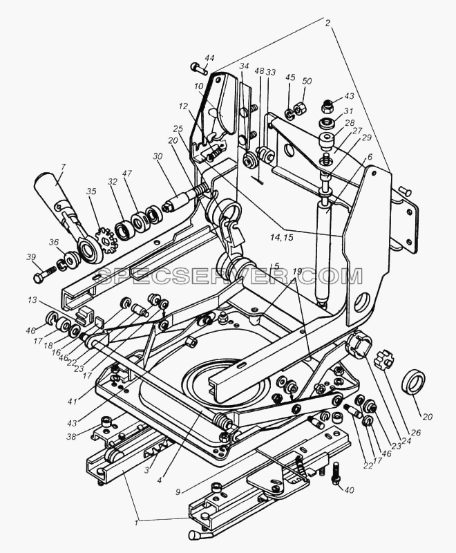 Механизм подрессоривания сиденья водителя для КамАЗ-5460 (списка 2005 г.) (список запасных частей)