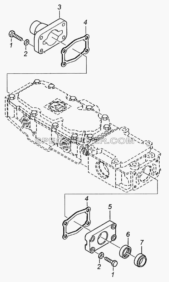 Установка боковых крышек механизма переключения передач для КамАЗ-5460 (списка 2005 г.) (список запасных частей)