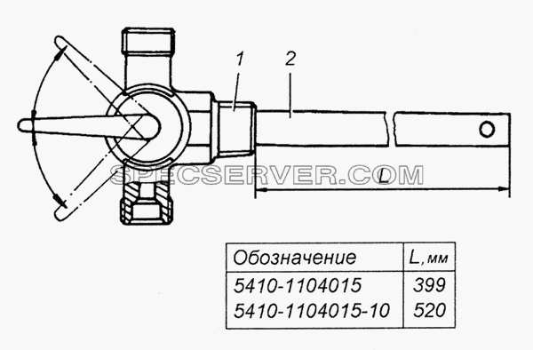 5410-1104015 Трубка приемная с краном в сборе для КамАЗ-4350 (4х4) (список запасных частей)