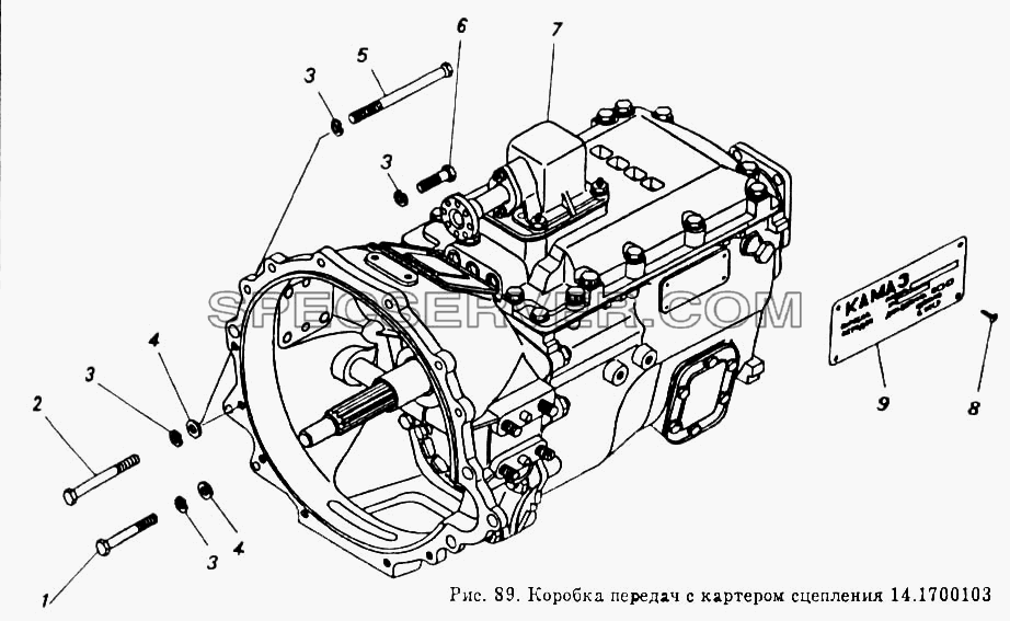 Коробка передач с картером сцепления для КамАЗ-5410 (список запасных частей)