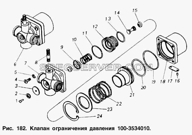 Клапан ограничения давления для КамАЗ-55102 (список запасных частей)