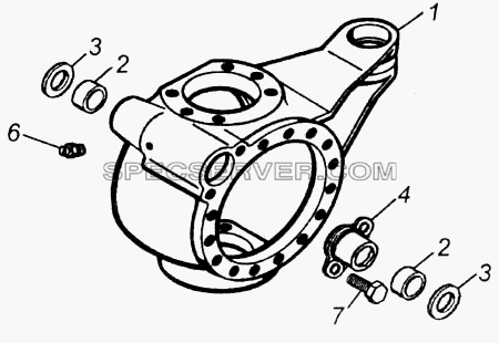 Корпус поворотного кулака правый для КамАЗ-4326 (списка 2003г) (список запасных частей)
