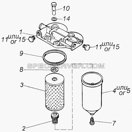 Фильтр топливный для КамАЗ-4326 (списка 2003г) (список запасных частей)