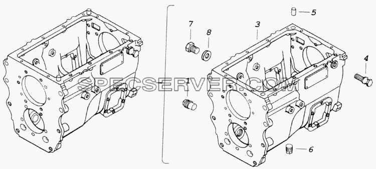 Картер коробки передач для КамАЗ-4326 (списка 2003г) (список запасных частей)