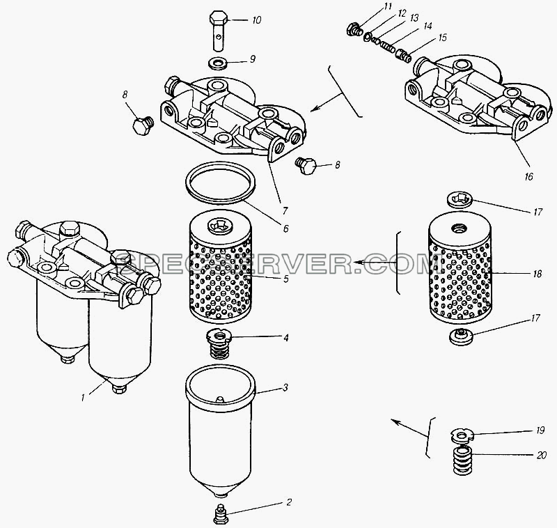 Фильтр тонкой очистки топлива для КамАЗ-4310 (списка 2004 г) (список запасных частей)