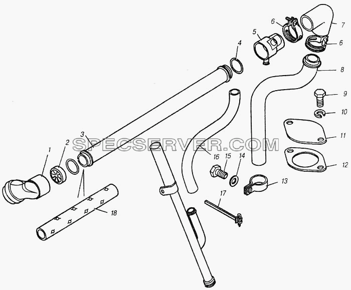 Вентиляция картера двигателя для КамАЗ-4310 (списка 2004 г) (список запасных частей)