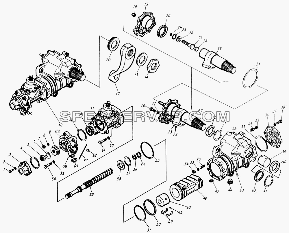 Механизм рулевого управления в сборе для КамАЗ-65115 (список запасных частей)