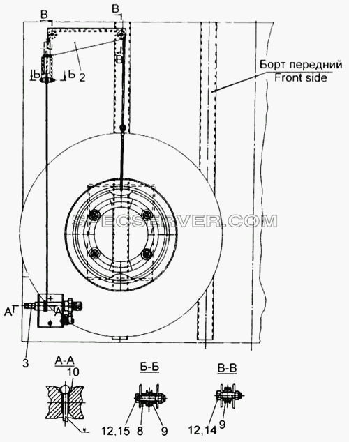 Держатель запасного колеса (65115) для КамАЗ-65115 (список запасных частей)