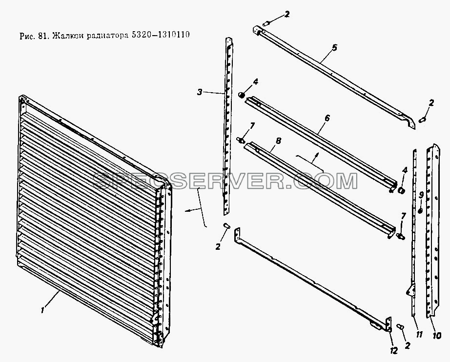 Жалюзи радиатора для КамАЗ-54112 (список запасных частей)