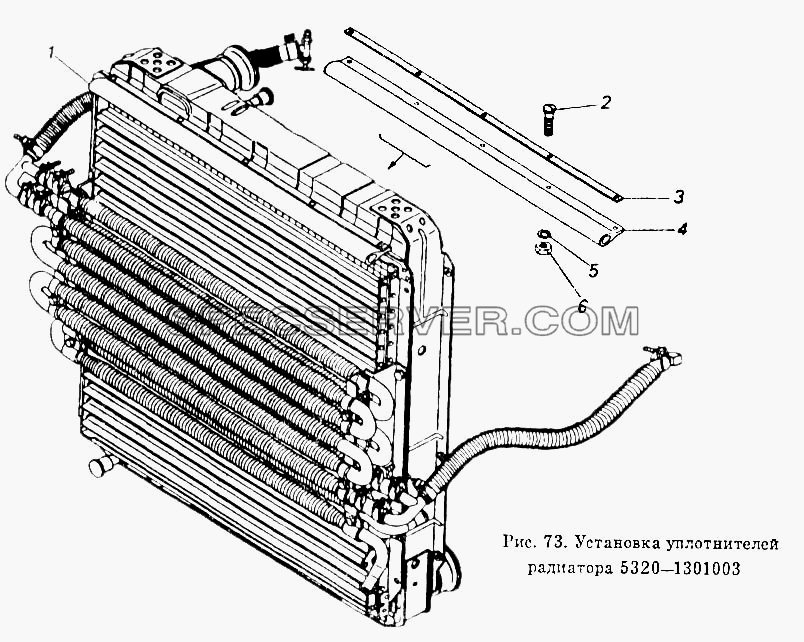 Установка уплотнителей радиатора для КамАЗ-54112 (список запасных частей)